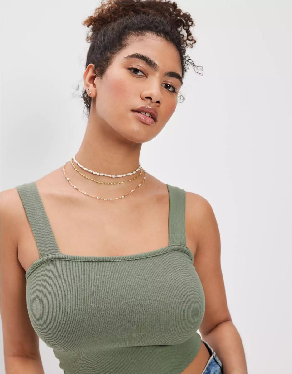 Debardeur American Eagle AE Square Neck Vert Olive Femme | NSI-81276873